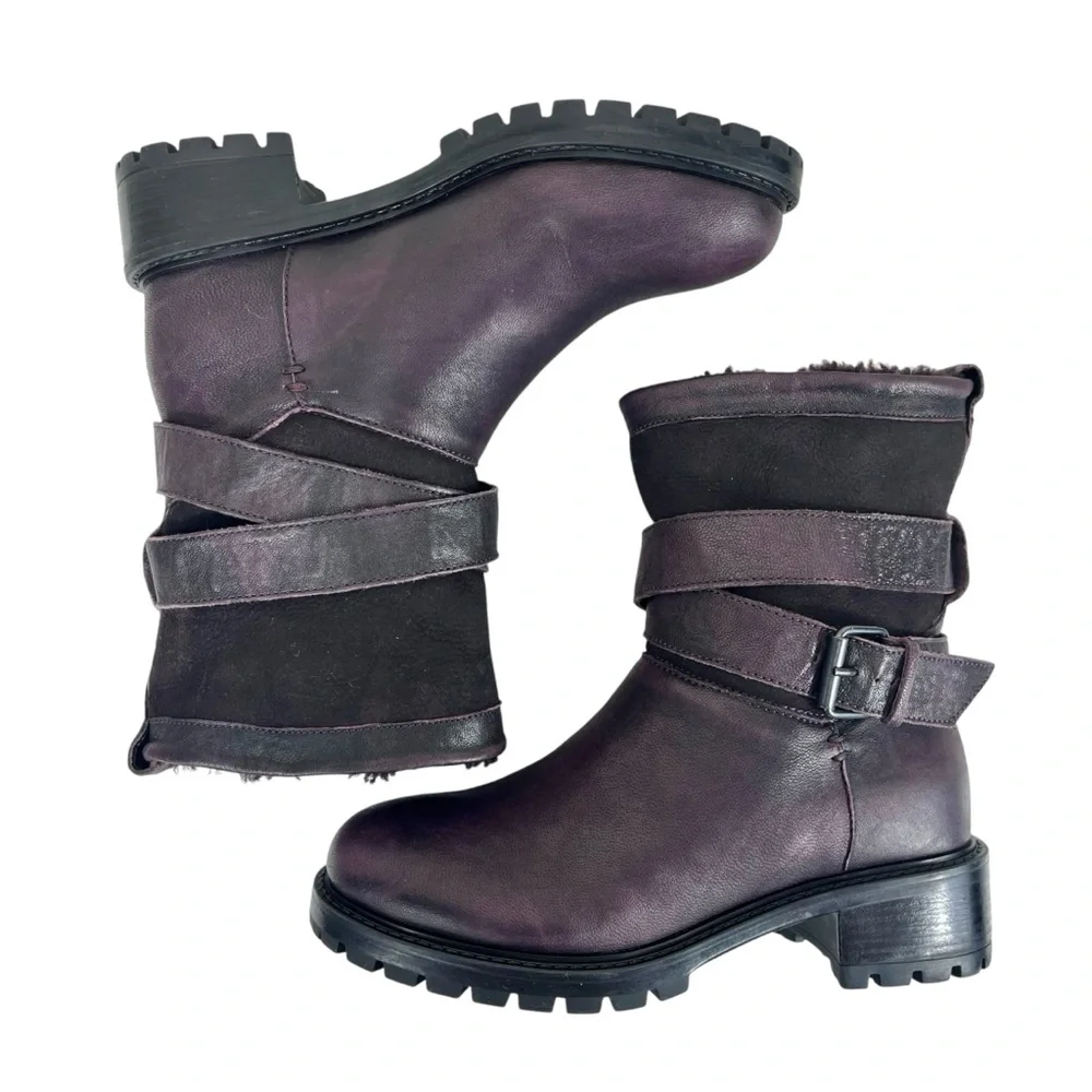 Ross & Snow Women US 5 Emilina Shearling Boots Frosted Winter Plum Made in Italy
